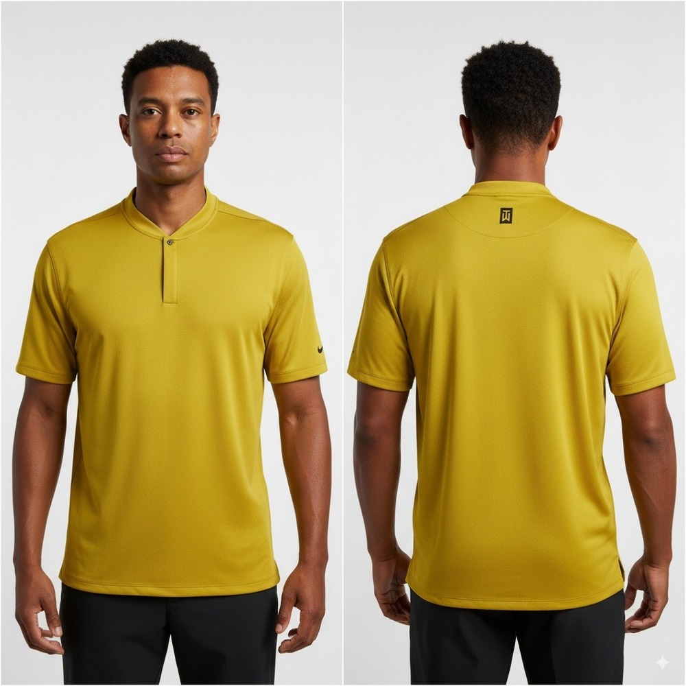 Nike Tiger Woods Dri-Fit Polo Shirt XXL Yellow Short Sleeve Performance Golf